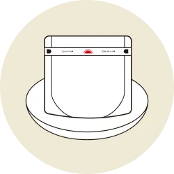 商品を皿の上に立てているイラスト