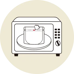 商品が電子レンジの中に入っているイラスト