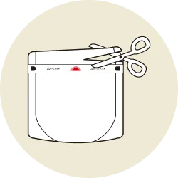 商品の切り口をハサミでカットしているイラスト